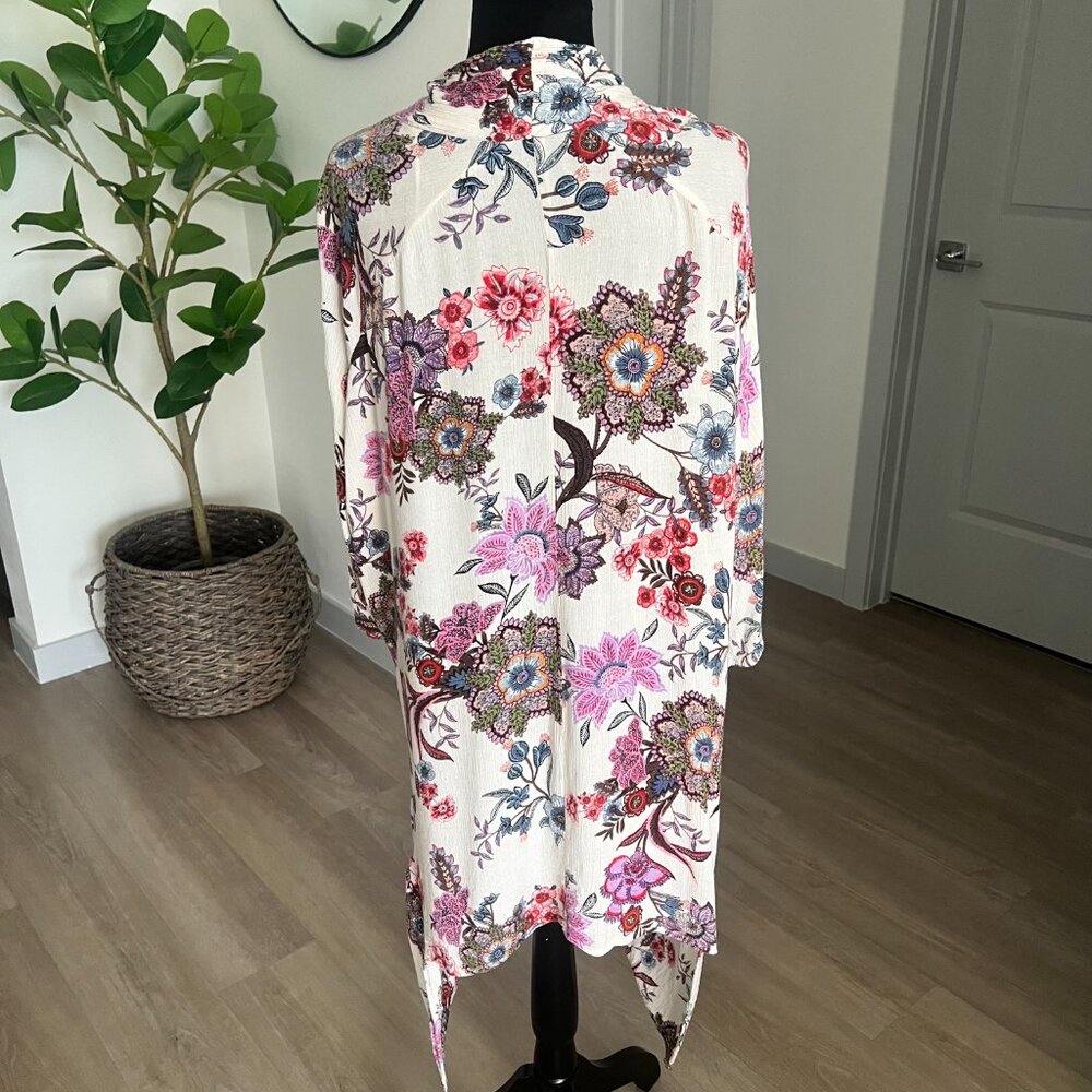 Patrons of Peace Open Front Floral Duster Kimono Sz S Boho Cottage Core Hippie - Picture 2 of 6